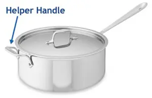 ACHelperHandleCallout2 All Clad sauce pan with helper handle callout