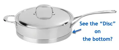 Demeyere Atlantis saute pan w/disc cladding callout