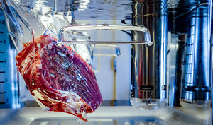 Steak in Sous Vide Bath Steak in sous vide bath