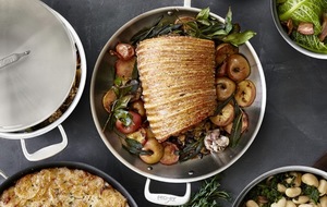 All Clad skillet with food