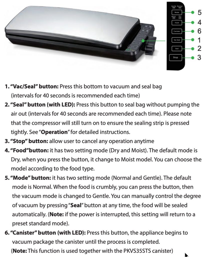 NutrichefPKVS35_CP Nutrichef PKVS35 controls and instructions