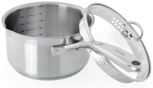 Chantal Induction 21 2.5Qt Saucepan W:Strainer Lid Chantal Cookware Saucepan with Strainer Lid