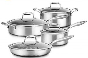 NutriChef 8 Piece Triply Cookware Set w:DAKIN Etching Nonstick NutriChef 8 Piece Triply Cookware Set w:DAKIN Etching Nonstick