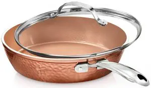 Gotham Steel Hammered Copper Skillet w:Lid