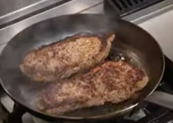 Steaks in Mauviel M'Steel pan Steaks in Mauviel M'Steel pan