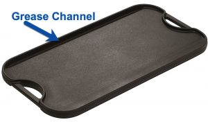 Cast Iron Griddle with Grease Channel callout Cast Iron Griddle with Grease Channel callout