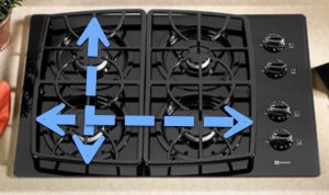 Gas Cooktop with Measurement Arrows Gas Cooktop with Measurement Arrows