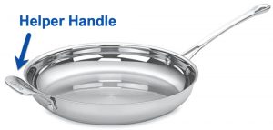 Skillet with helper handle callout Skillet with helper handle callout