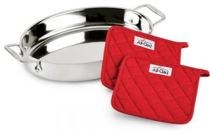 All-Clad oval baker and oven mitts All-Clad oval baker and oven mitts