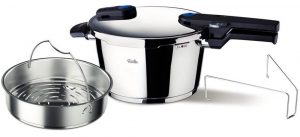 Fissler Vitaquick Pressure Cooker 10qt with steamer and tripod Fissler Vitaquick Pressure Cooker 10qt with steamer and tripod