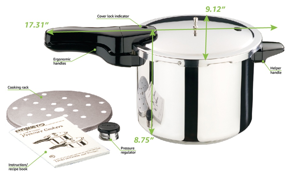 Presto pressure cooker 01362 with callouts Presto pressure cooker 01362 with callouts
