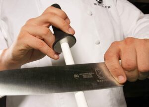 Mercer Culinary Honing Rod in use Mercer Culinary Honing Rod in use