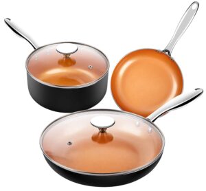 Michelangelo 5pc set copper titanium cookware Michelangelo 5pc set copper titanium cookware
