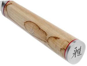 Miyabi Birchwood handle angled view Oval knife handle