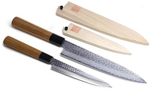 Yoshihiro Damascus gyuto and petty knife set Yoshihiro Damascus gyuto and petty knife set