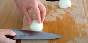 Mercer Millennia slicing onions Mercer Millennia slicing onions