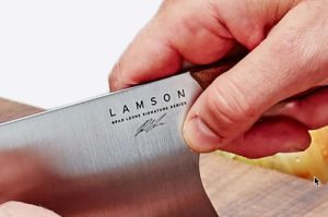 Pinch grip with Lamson cleaver Pinch grip with Lamson cleaver