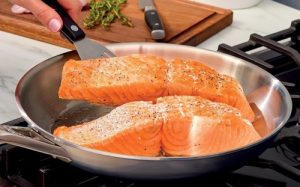 Ninja Everclad skillet with salmon Ninja Everclad skillet with salmon